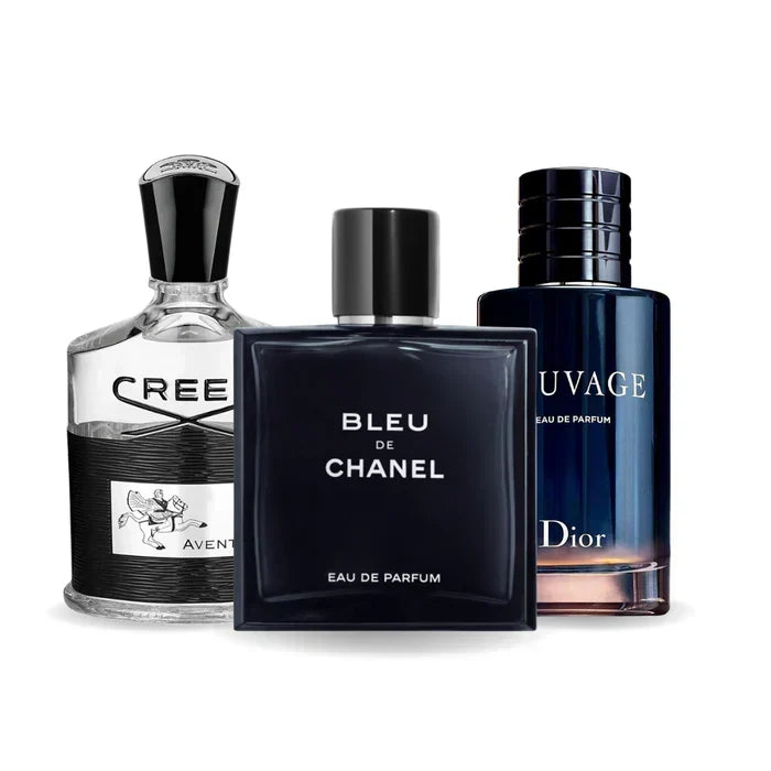 Oferta especial 3 Perfumes - Creed AVENTUS, BLEU DE CHANEL y Dior SAUVAGE 100ml